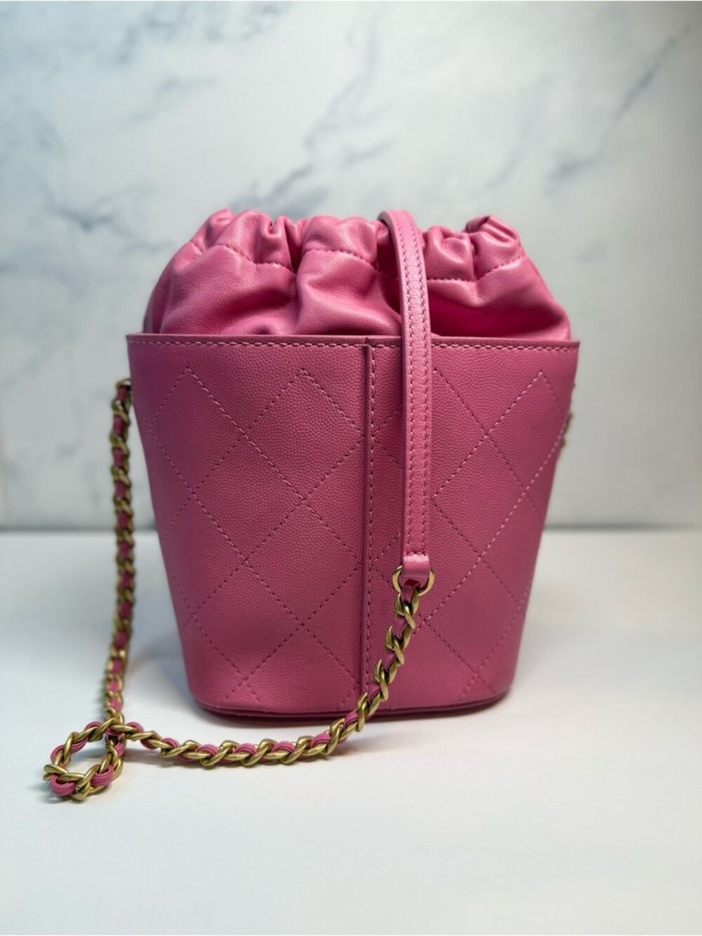Chanel Pink Gabrielle Bucket Bag Gold Chain Crossbody - Picture 4 of 9
